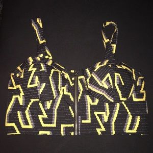 Abstract Print Zip Up Bustier Crop Top!